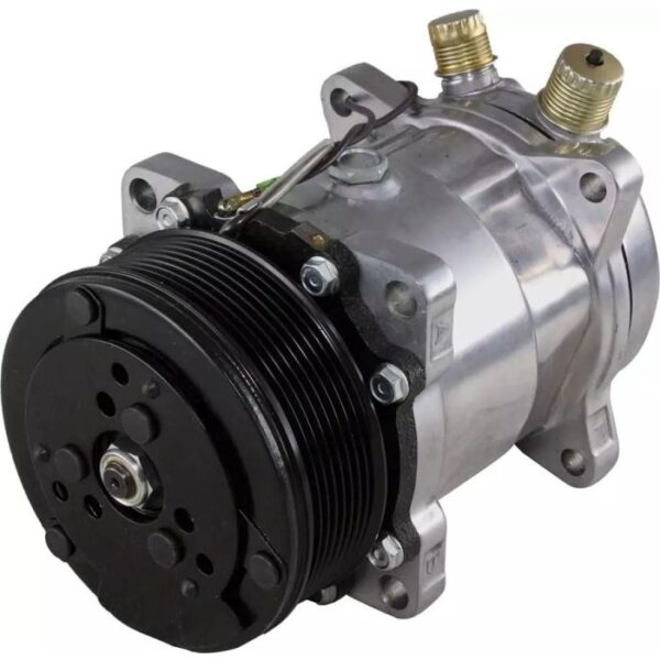 Air Conditioning Compressor, Polished, Sanden 508, Serpentine Belt Pulley, Uses R134A Refrigerant