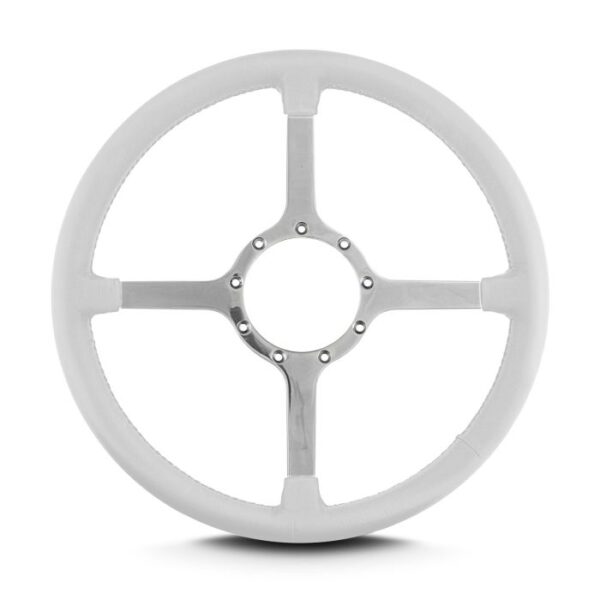 1967-1992 Camaro 15 Inch Steering Whee lPolished Spokes,White Leather Wrap