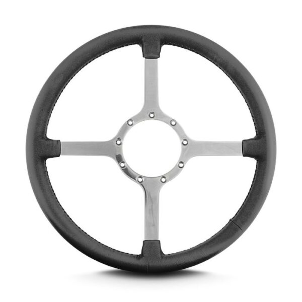 1967-1992 Camaro 15 Inch Steering Whee lPolished Spokes,Dark Grey Leather Wrap